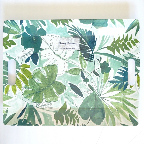 Tommy Bahama Melamine Tropical Palm Leaf Large Rectangle Tray - Picture 1 of 2